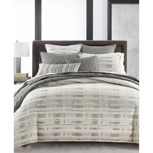 Hotel Collection Broken Stripe Comforter Set King Gray New MSRP $625